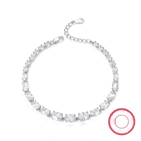 wholesale S925 Sterling Silver Oval Zircon Bracelet for Women, Luxe Minimalist Style, Versatile and Fashionable Jewelry-Platinum