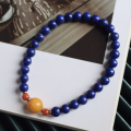 wholesale Gold-filled, high-quality, lapis lazuli natural stone, approximately 6mm, imperial blue, single-strand bracelet, minimal white, slight gold flecks, factory wholesale-0-0