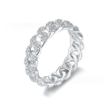 wholesale S925 Sterling Silver Cross-Border Moissanite Hip-Hop Cuban Chain Fashion Women's Ring, Bestseller on Cross-Border E-Commerce Platforms Direct Sales Women's Ring-0-5