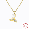 wholesale Metal material, Cloud Pull Jewelry Trendy Women's Mermaid Pendant Collarbone Necklace Light Luxury Niche Design Pearl High-end Sense Necklace-0-1