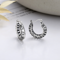 wholesale S925 Sterling Silver European and American Cross-Border Exaggerated Geometric Hollow Twist Creative Trendy Circle Earrings-0-0