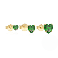 wholesale 925 Sterling Silver Classic Versatile Heart-shaped Zircon-accented Women's Earrings, 3-piece Set-3-piece set - gold - green diamond  925 silver