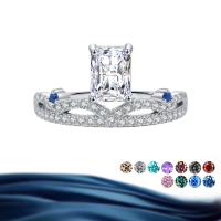 wholesale S925 Sterling Silver 5*7mm Moissanite 2 Carat Crown Ring Light Luxury Fashion Multi-Color Options-White US 5