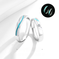 wholesale 925 Sterling Silver Original Matching Couple Rings with Night Glow, Niche Luxury and Premium Feel Pair Rings for 520 Gift-Luminous Couple Rings/Approx. 5.28g&gt;PR003881 Sterling Silver