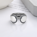 wholesale S925 Silver Cloud Tide Pavilion Fashion Minimalist Elegant Small Bead Lines Unique and Creative Design Open Adjustable Ring-0-2