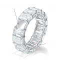 wholesale 18k Gold Plated Sterling Silver, 4*6mm Emerald Cut Moissanite Full Eternity Band Ring-0-5