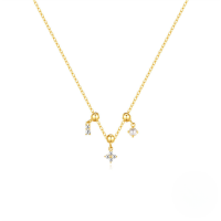 wholesale S925 Sterling Silver Charm Necklace With Removable Zircon Pendants, A Best-selling Zircon Collar Chain On Amazon-Gold#4 925 silver