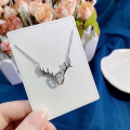 wholesale S925 Sterling Silver Maker's "Deer in Motion" Necklace, Fashion-Forward Minimalist Unique Niche Design Trendy Collarbone Chain-0-3