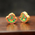 wholesale Antique gold enamel clover bead spacer small hole sand gold matching beads DIY bracelet accessory-0-7