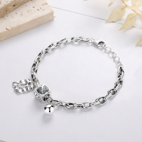 wholesale S925 silver retro vintage lucky smiley patch small ball pendant creative trendy design thick bracelet-YFS247/approx. 11.7g 925 silver