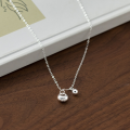 wholesale S925 Silver Auspicious Ruyi With Ball Guaranteed Response Exquisite And Minimalist Blessing Character Silver Solid Light Bead Necklace Y01887-0-0
