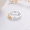 wholesale S925 Sterling Silver Fashion Korean Style Irregular Concave Lava Texture Heart Unique Design Open Adjustable Ring-0-4