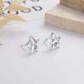 wholesale S925 Sterling Silver Trendy Five-Point Star Colorful Diamond Stud Earrings, Fresh and Sweet Little Luxury Style Versatile Earrings-0-1
