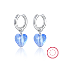 wholesale Metal Material: 925 Sterling Silver Earrings with a Stylish and Fashionable Design, Featuring a Three-Dimensional Heart Shape in Light Blue, Cross-Border New Product Jewelry-0-0