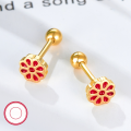 wholesale 925 Silver Small and Sweet Versatile Earrings for Women, Floral Drip-Glaze Colored Small Stud Earrings, Foreign Trade Jewelry Wholesale-0-5