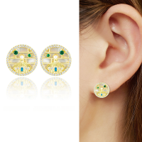 wholesale 925 Sterling Silver【Palace Museum - Auspicious New Year Blessings】Shell Pearl Earrings High-end Ancient Style Earrings Wholesale-14K gold 925 silver