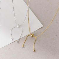 wholesale S925 Silver Necklace, Nalan Adjustable Free-Pull Snake Chain Ins Style Small Light Bead Choker Y00141-S925 silver necklace silver 925 silver