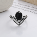 wholesale S925 sterling silver creative crown-shaped black zirconia inlaid ring with princess charm and an elegant, Instagram-worthy aesthetic-0-1