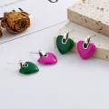 wholesale S925 Sterling Silver Korean-style Creative Trendy Heart-shaped Resin Enamel Fashion Playful Color-blocking Versatile Earrings-0-0