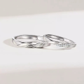 wholesale S925 Sterling Silver Adjustable Möbius Strip Love Frequency Couple Rings, Minimalist and Niche Luxury Matching Bands-0-0