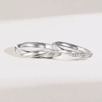 wholesale S925 Sterling Silver Adjustable Möbius Strip Love Frequency Couple Rings, Minimalist and Niche Luxury Matching Bands-Möbius Strip--Women's Ring Adjustable Opening