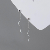 wholesale S925 Silver Light Bead Wave Chain Ear Thread Korean Version Simple and Personalized Elegant Women's Ear Accessories M02106-S925 silver pair 925 silver