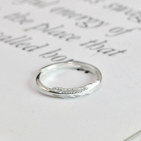 wholesale S925 Sterling Silver Korean Style Feather Ring for Women, Forest-Inspired Minimalist Adjustable Open Ring for Students, Non-Tarnish-Plain silver one&gt;Opening adjustable