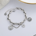 wholesale S925 Sterling Silver Korean Style Retro Small Fresh Trendy Sweet and Cool Creative Cross Hexagram Bracelet-0-1