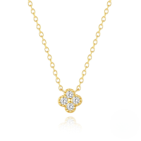 wholesale S925 Sterling Silver Petal Set With Zircon And Turquoise, A Minimalist European-style Accessory Collection-Gold necklace-white diamond 925 silver