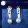 wholesale S925 Sterling Silver Pearl Earrings, Fashionable and Sweet Niche Design, Retro Two-Way Wearable Earrings for Valentine's Day Gift Accessories-0-2