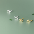 wholesale S925 silver stud earrings for women, Korean-style sweet and fresh,, with oval small leaf ear accessories G8487-0-2