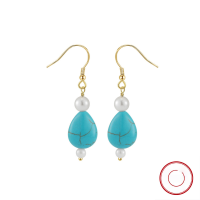 wholesale S925 sterling silver jewelry new drop earrings with turquoise pendant, stylish women's accessories factory direct-Platinum>925 Silver