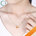 wholesale 14K gold plated 925 sterling silver with citrine and peridot bee pendant necklace, featuring unique designs inspired by love and beauty from the US, Japan, and Korea-0-1