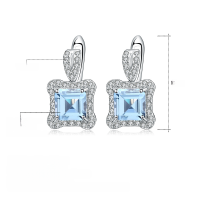 wholesale S925 silver lightweight luxury natural topaz gemstone earrings with a high-end feel-Sky Blue Topaz &gt; 925 Silver