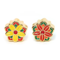 wholesale Metal antique enamel five-petal flower clover openwork back cloud small-hole spacer beads DIY bracelet weaving enamel matching beads-0-8