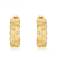 wholesale Gold retro luxury braided brushed diamond stud earrings for women, small and unique high-end fashion antique style new collection-10K gold + swimming paint  925 silver