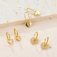 wholesale 925 Silver Cross-Border Hot-Selling High-End Love Zircon Ear Clips Heart-Shaped Hoop Earrings for Stacking-Style 3 Silver