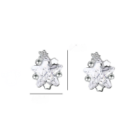 wholesale Metal: S925 Sterling Silver Cute Star Ear Studs For Women, High-end Sense, Sweet, Ins Style, Popular Luxury Sterling Silver Earrings, Adorable-Pentagonal diamond sterling silver earrings