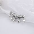 wholesale 990 Sterling Silver Ethnic Style Simple and Unadorned Bamboo Knot Long Pendant with Bell and Tassel DIY Accessory-0-3