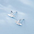 wholesale S925 silver origami crane earrings for women, Korean style fashion minimalist cute sweet fresh-0-0