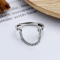 wholesale S925 Sterling Silver Minimalist Antique Thai Silver Love Ring Gift for Girlfriend Chain Link Open Ring-0-1
