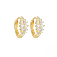 wholesale S925 Sterling Silver Minimalist Shiny Zircon Pearl Ear Hoop With White And Colored Gemstones-Gold#3 925 Silver