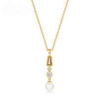 wholesale S925 Sterling Silver Japanese-style Light Luxury Natural Smoky Quartz Freshwater Pearl Necklace for Women, Simple and Versatile Wholesale-Freshwater pearl (pendant without chain)  925 silver