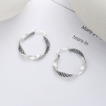 wholesale S925 Sterling Silver Creative Unique Design Twist Large Hoop Ear Clasp Ins Trendy Hip-hop Earrings-0-2