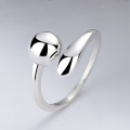 wholesale S925 Sterling Silver Retro Korean-style Creative Round Ball Drop Open Adjustable Unique Niche Design Ring-0-0