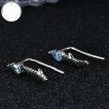wholesale S925 silver vintage-style designer earrings with natural topaz gemstone, ear studs-0-1