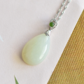 wholesale Sterling Silver with Certificate, Pear-Shaped Hetian Jade Pendant, Niche Design, Minimalist Gemstone Collarbone Necklace, Gift for Girlfriend-0-5