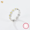wholesale S925 Silver Cross-Border Hot-Sell Egg Yolk Small Flower Minimalist Fresh and Sweet Children's Stud Earrings and Ring Set-0-4