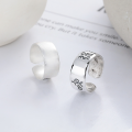 wholesale S925 Sterling Silver Retro Buddhist Scripture Amitabha Heart Sutra Adjustable Ring Unisex Versatile Index Finger Ring-0-1