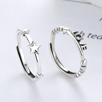 wholesale S925 Metal Star LOVE Open Ring Korean Dongdaemun Minimalist Heart Five-Point Star Fashion Versatile-YJ038/B model is about 1.6g&gt; the opening is adjustable
